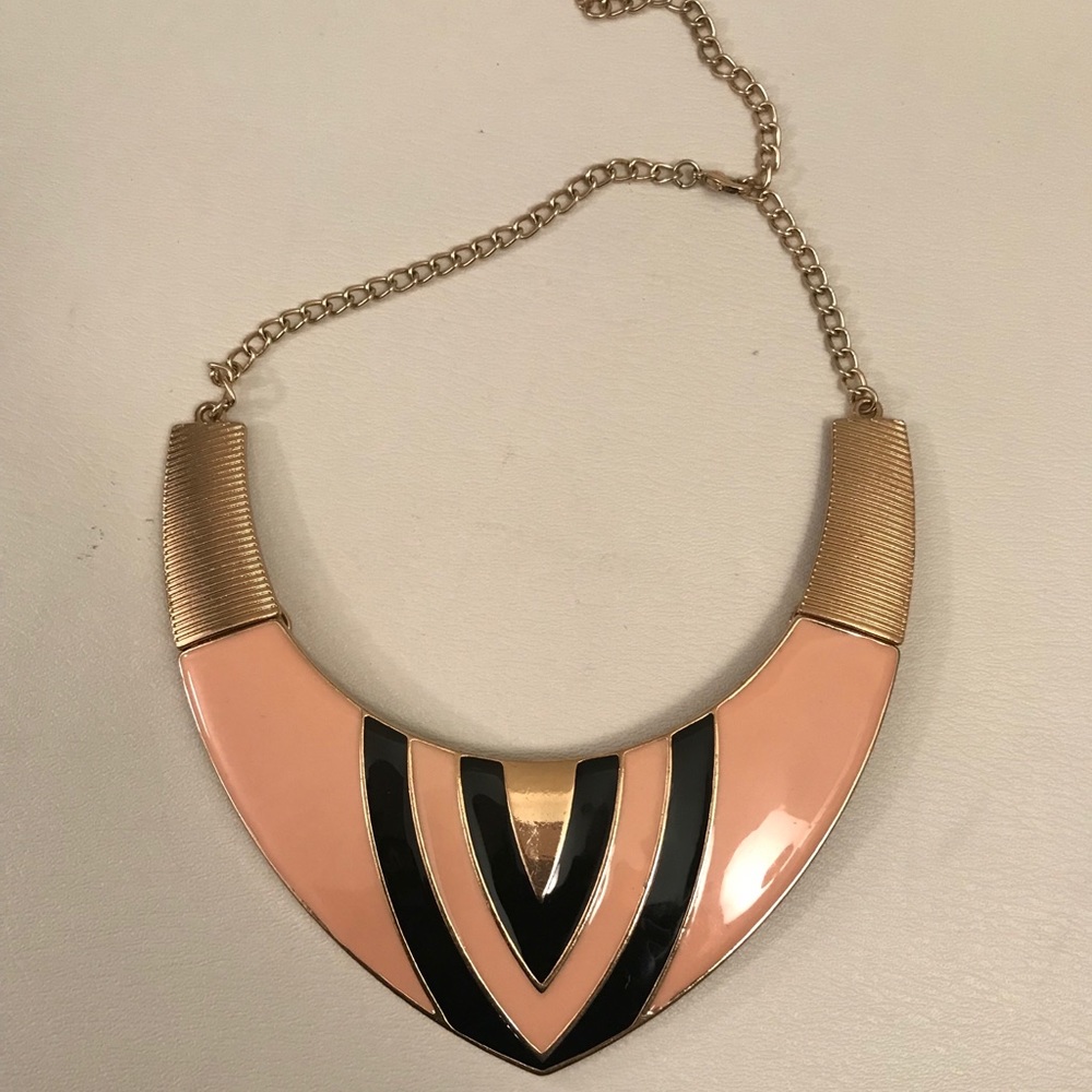 Black, peach and gold necklace